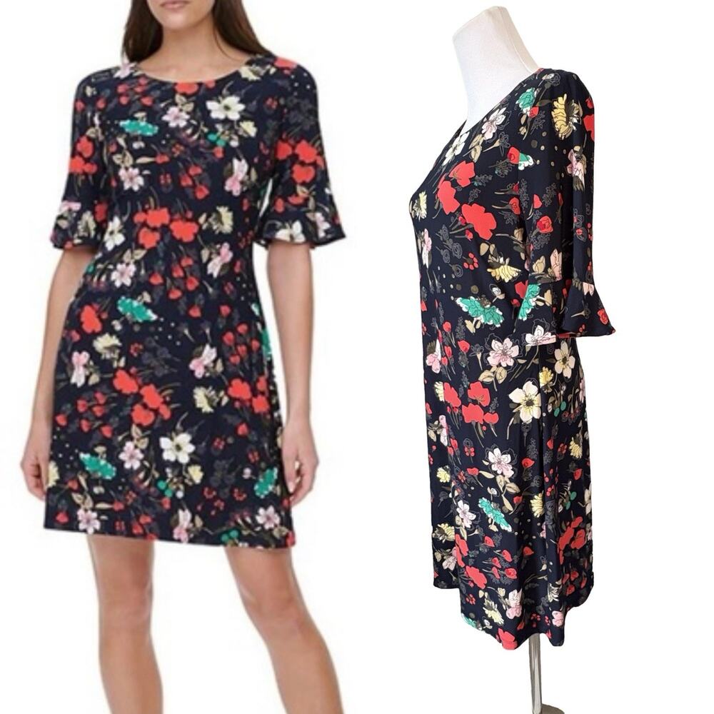 Tommy Hilfiger Floral Mini Dress - Black, Red, Green, White